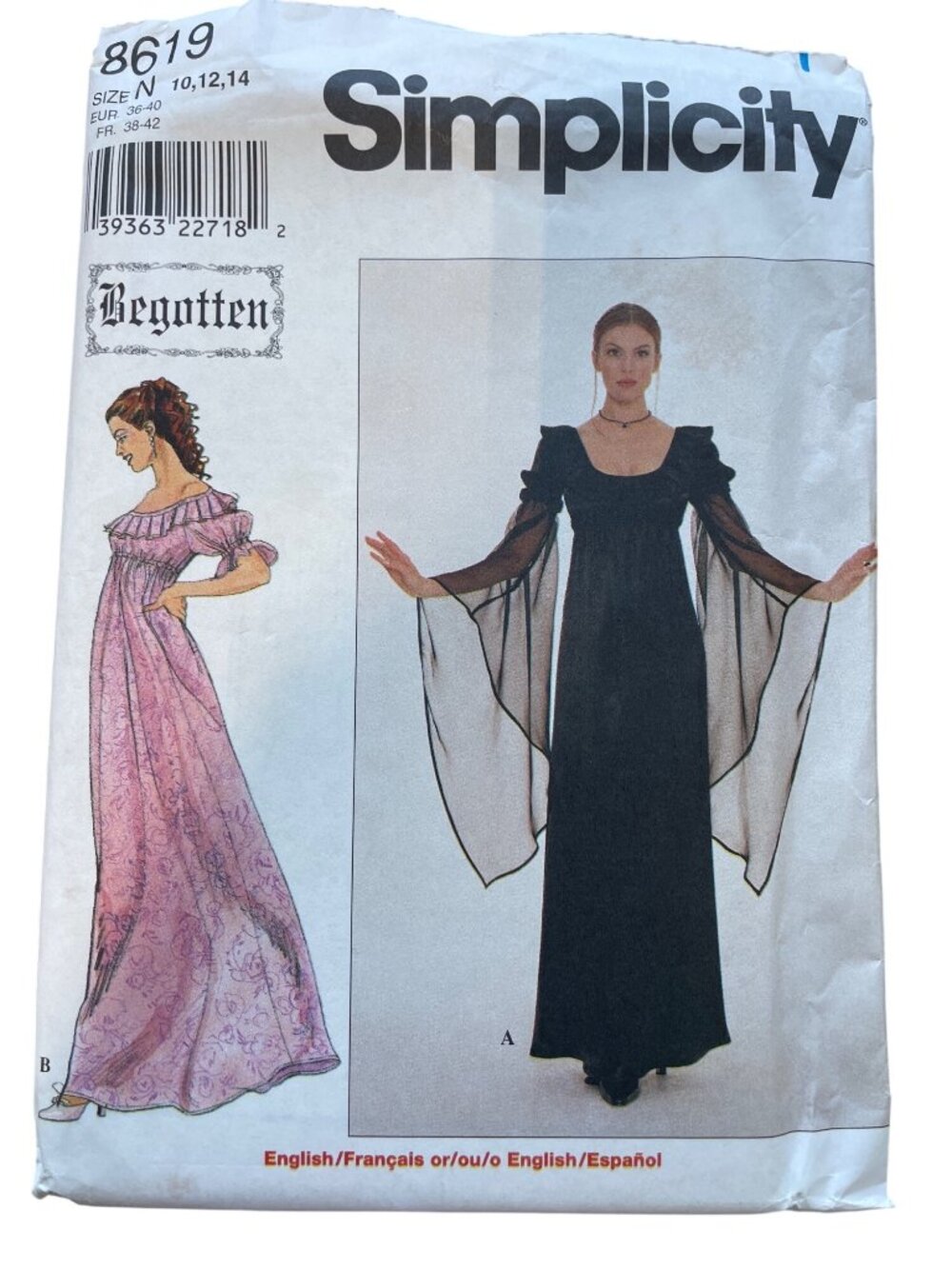 Simplicity 8619 Begotten Sewing Pattern Size 10-14 Ethereal Fairy Dresses UNCUT